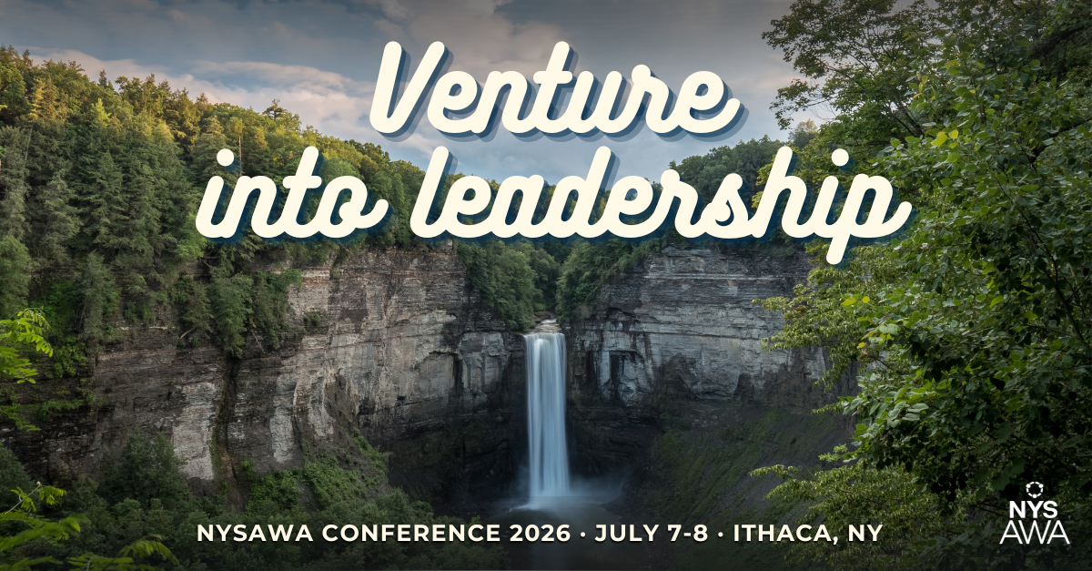 Image of waterfall from Ithaca, NY with text that reads Venture Into Leadership